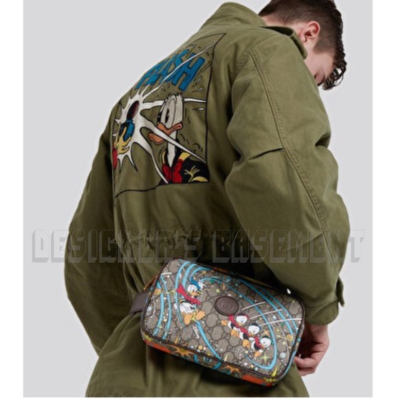 GUCCI x DISNEY brown leather Donald Duck GG Supreme 38-95 leather Belt BUM Bag - Picture 11 of 13